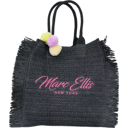 Schwarze Strandtasche mit Fransen , Damen, Größe: ONE Size - Marc Ellis - Modalova