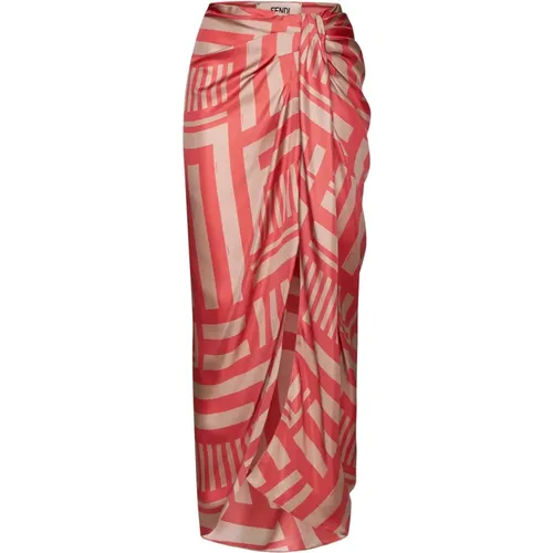 Labyrinth Print Silk Sarong Skirt , female, Sizes: S, XS - Fendi - Modalova