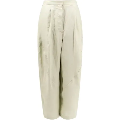 Green Linen Trousers with Zip Closure , female, Sizes: L, M, XS, S - Lardini - Modalova
