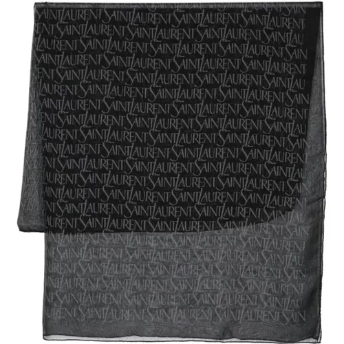 Cheesecloth Scarf with Logo Pattern , female, Sizes: ONE SIZE - Saint Laurent - Modalova