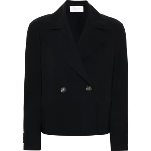 Schwarzer Zweireiher-Mantel mit klassischem Revers , Damen, Größe: S - Harris Wharf London - Modalova