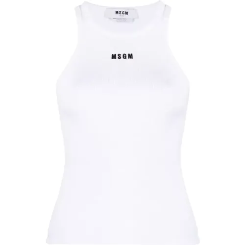 Weißes Optisches Top , Damen, Größe: XS - MSGM - Modalova