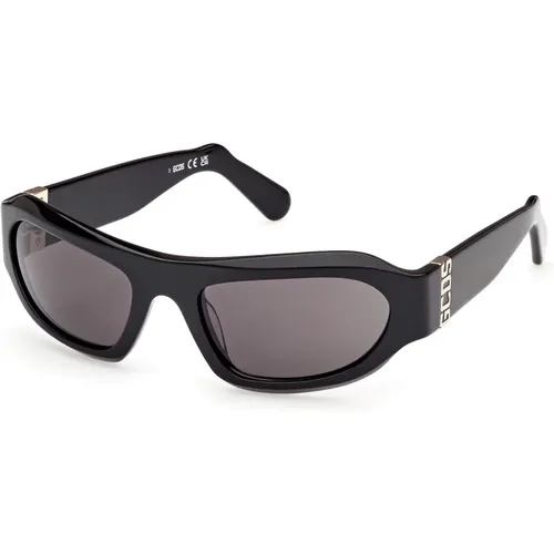 Stylische Sonnenbrille Schwarz Glänzend Wraparound - GCDS - Modalova