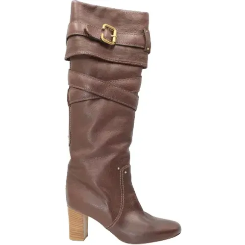 Pre-owned Leather boots , female, Sizes: 3 1/2 UK - Chloé Pre-owned - Modalova