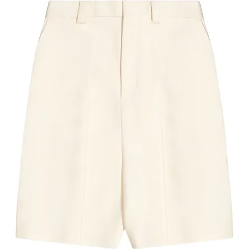 Cremefarbene High-Waist-Regular-Bermudas , Damen, Größe: 2XS - Laneus - Modalova