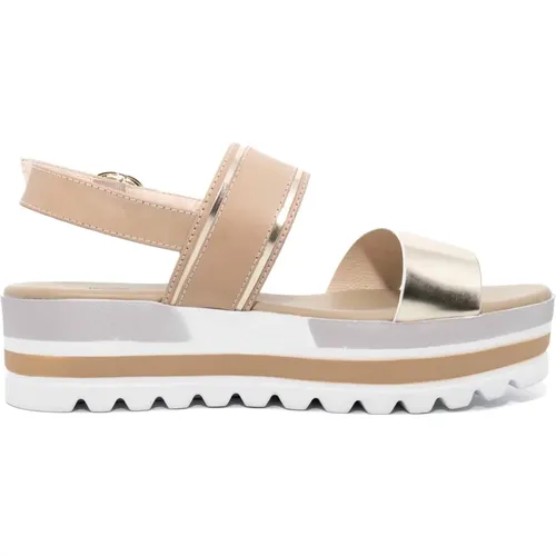 Champagne Pu Barbara Sandals , female, Sizes: 7 UK - Nerogiardini - Modalova