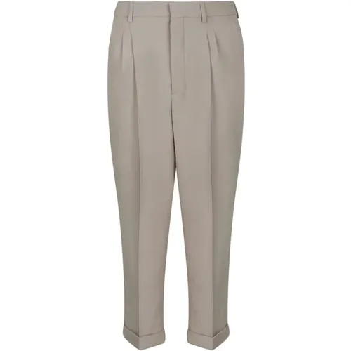 Taupe Karottenhose mit Falten , Herren, Größe: W38 - Ami Paris - Modalova