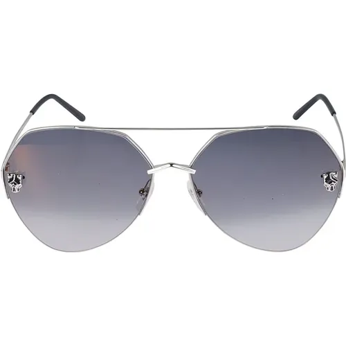 Silver Blue Metallo Sunglasses , unisex, Sizes: 64 MM - Cartier - Modalova