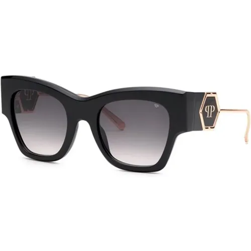 Shiny Sungles with Smoke Gradient Lenses , female, Sizes: 53 MM - Philipp Plein - Modalova