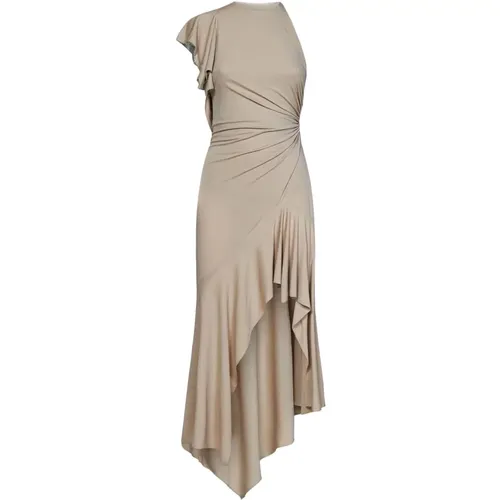 One-Shoulder Viscose Dress with Rhinestone Detail , female, Sizes: M - Alexandre Vauthier - Modalova