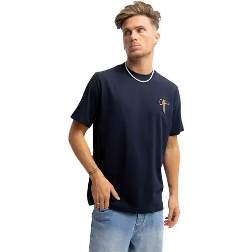 Regular T-Shirt Dunkelblau/Gold , Herren, Größe: XL - Off The Pitch - Modalova