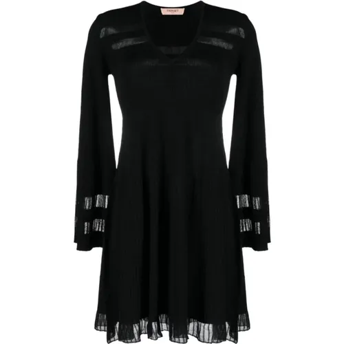 Italienisches Design V-Ausschnitt Kleid , Damen, Größe: XS - Twinset - Modalova