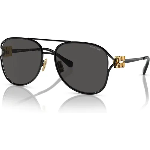 Schwarze/Dunkelgraue Sonnenbrille SMU 52Zs - Miu Miu - Modalova