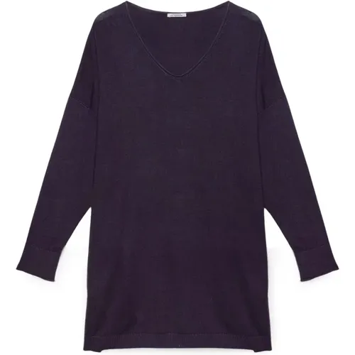 Langer Pullover aus Ecovero™ Viskose mit V-Ausschnitt , Damen, Größe: XS - Fiorella Rubino - Modalova