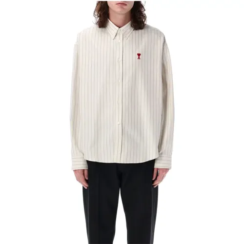 Men's Clothing Shirts Chalk Black Ss24 , male, Sizes: L - Ami Paris - Modalova