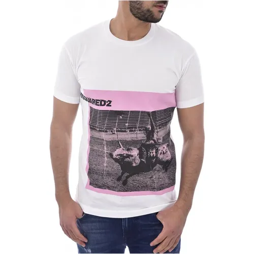 Bedrucktes Baumwoll T-Shirt - S71Gd0720 , Herren, Größe: M - Dsquared2 - Modalova