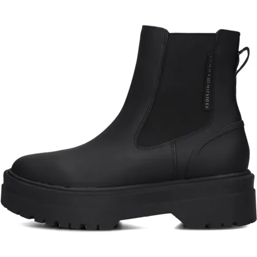 Schwarze Gummi Chelsea Stiefel - Tommy Hilfiger - Modalova