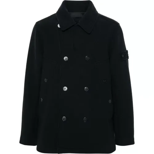 Wool Blend Double-Breasted Coat , male, Sizes: XL - Stone Island - Modalova