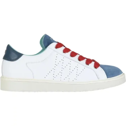 Weiße Ledersneakers Blaues Wildleder , Herren, Größe: 45 EU - Panchic - Modalova