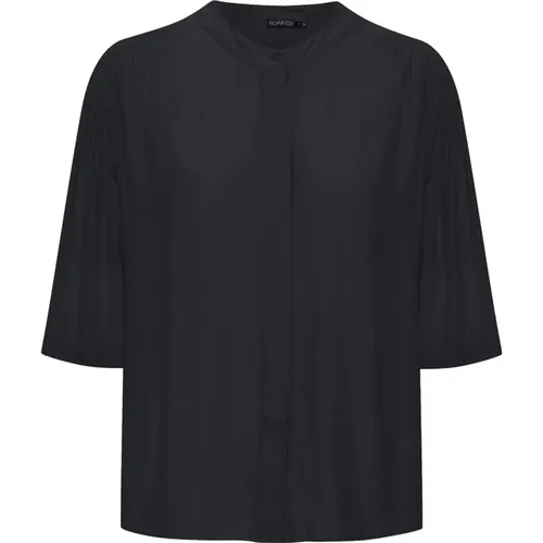 Elegante Schwarze Bluse mit Kurzen Ärmeln , Damen, Größe: S - Soaked in Luxury - Modalova