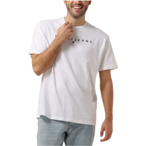 Herren Polo & T-Shirts Reg Linear Logo Tee , Herren, Größe: XL - Tommy Jeans - Modalova