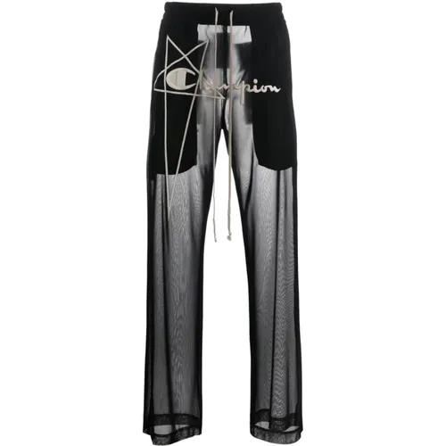 Sheer Logo-Embroidered Trousers , female, Sizes: M, S - Rick Owens - Modalova