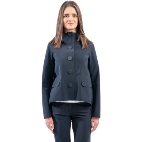 Blau Schwarze Asymmetrische Knopfjacke - RRD - Modalova