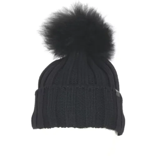 Wool Blend Ribbed Winter Hat with Cashmere Pom Pom , unisex, Sizes: S - Woolrich - Modalova