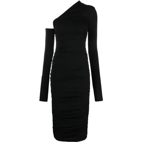 Schwarzes asymmetrisches Midi-Kleid , Damen, Größe: XS - Andamane - Modalova