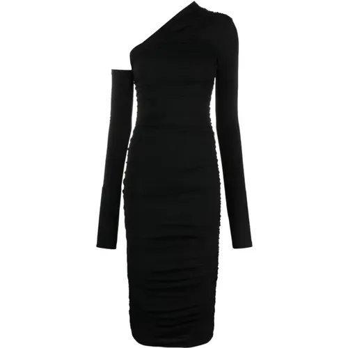 Schwarzes asymmetrisches Midi-Kleid , Damen, Größe: 2XS - Andamane - Modalova