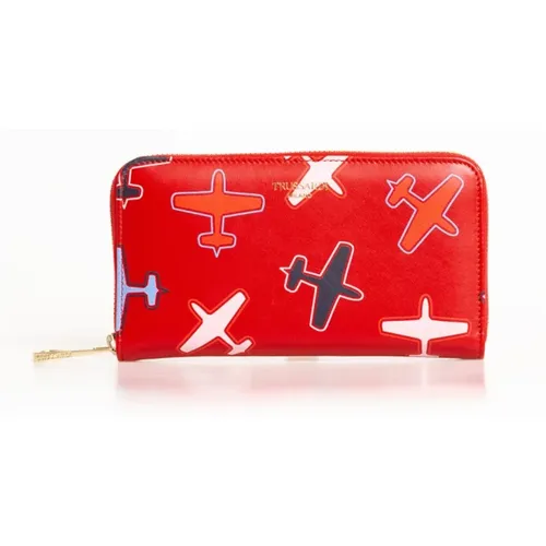 Airplane Theme Zip Wallet , female, Sizes: ONE SIZE - Trussardi - Modalova