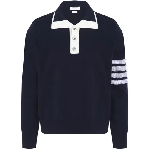 Woven Seersucker 4 Bar Stripe Sweater , male, Sizes: M, L - Thom Browne - Modalova