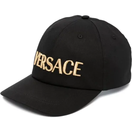 Schwarze Logo-bestickte Baseballkappe - Versace - Modalova