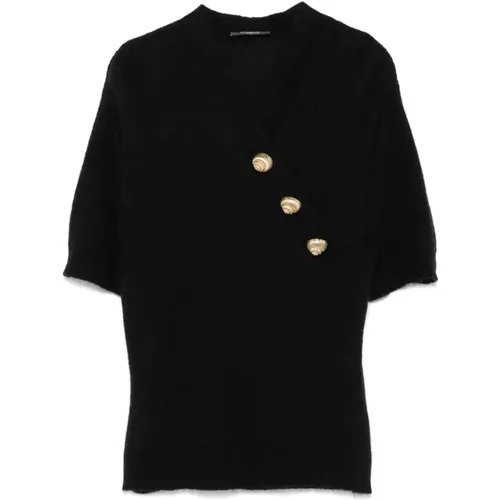 Knitted Top with Gold Buttons , female, Sizes: S, XS - Balmain - Modalova