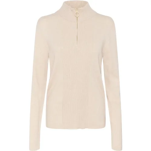 Hochgeschlossener Pullover Strick Oat Melange , Damen, Größe: Xl/2Xl - Cream - Modalova