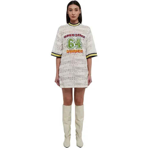 Spitzen Maxi T-Shirt Kleid mit Banddetail - Dsquared2 - Modalova