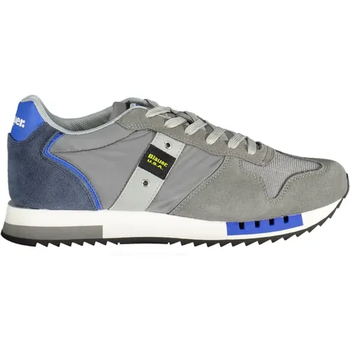 Sportliche Schnürschuhe Grau Kontrast Logo , Herren, Größe: 40 EU - Blauer - Modalova