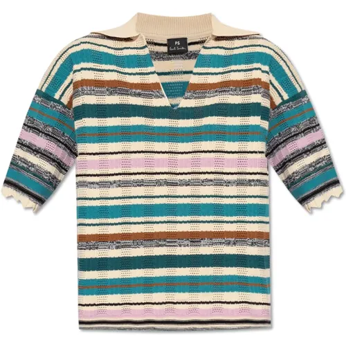 PS Paul Smith Striped Pattern Polo , female, Sizes: S, M - PS By Paul Smith - Modalova