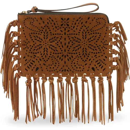 Fringe Cut-Out Clutch Zipper Wristlet , female, Sizes: ONE SIZE - Isabel marant - Modalova