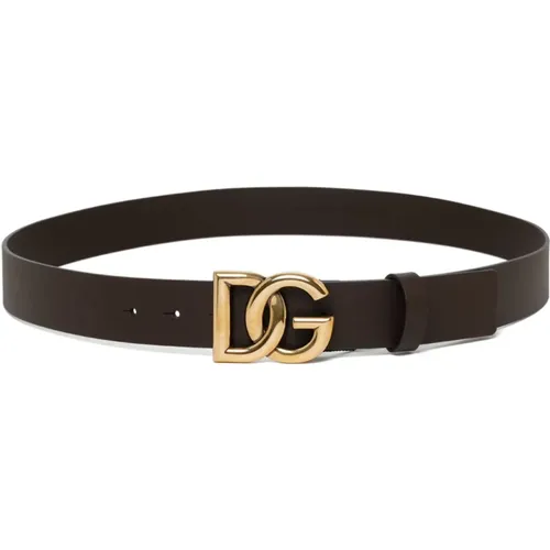 Dark Logo Buckle Belt , male, Sizes: 105 CM, 95 CM, 110 CM, 115 CM, 100 CM - Dolce & Gabbana - Modalova