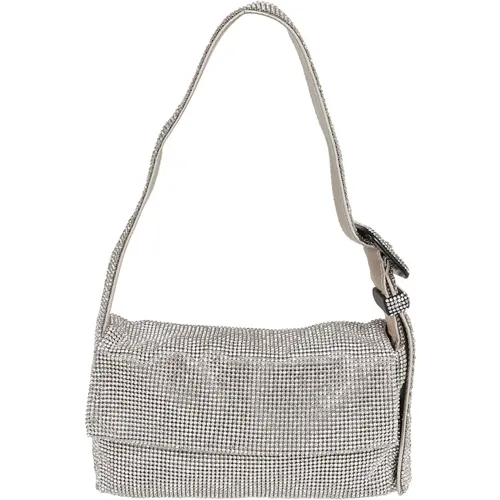 White Crystal Mesh Handbag Ss24 , female, Sizes: ONE SIZE - Benedetta Bruzziches - Modalova