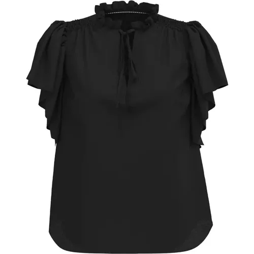 Rüschen-Top-Bluse mit Krawattenhals , Damen, Größe: L - Co'Couture - Modalova