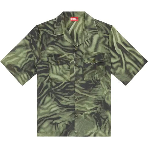Kurzarm-T-Shirt mit Zebra-Camouflage-Print , Herren, Größe: M - Diesel - Modalova