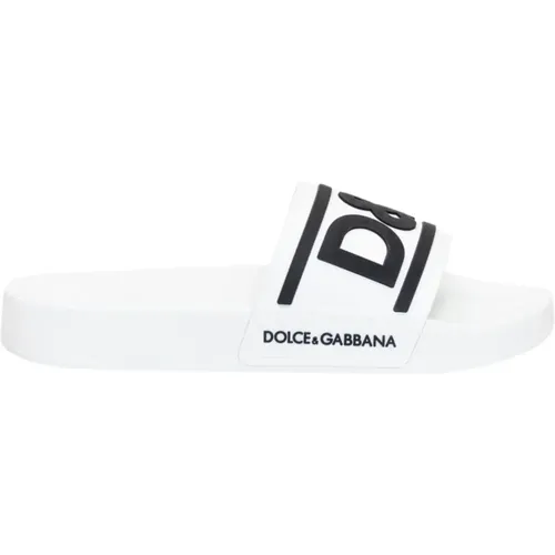 Weiße Kindersandalen mit Logo-Print - Dolce & Gabbana - Modalova