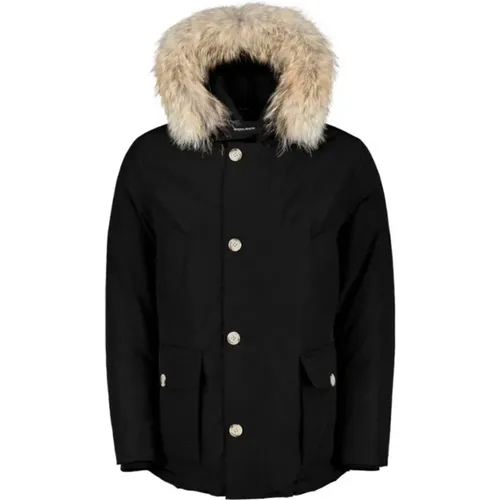 Water-Resistant Parka Coat with Detachable Fur Trim , male, Sizes: L, S, XL - Woolrich - Modalova