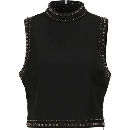 Schwarzes Crop Top mit Hohem Kragen , Damen, Größe: L - Gestuz - Modalova