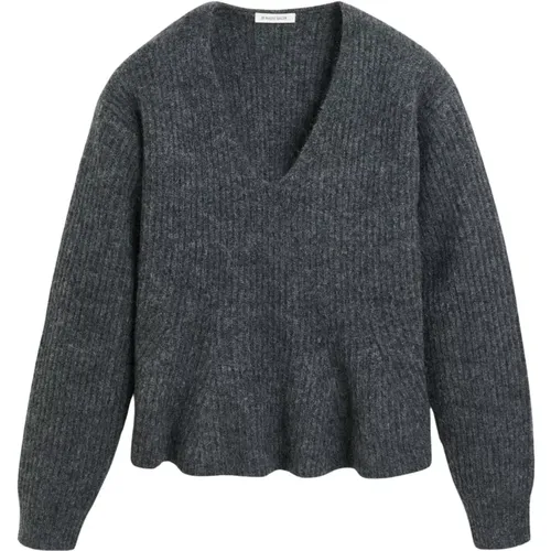 Grauer Melange Mohair Pullover - By Malene Birger - Modalova