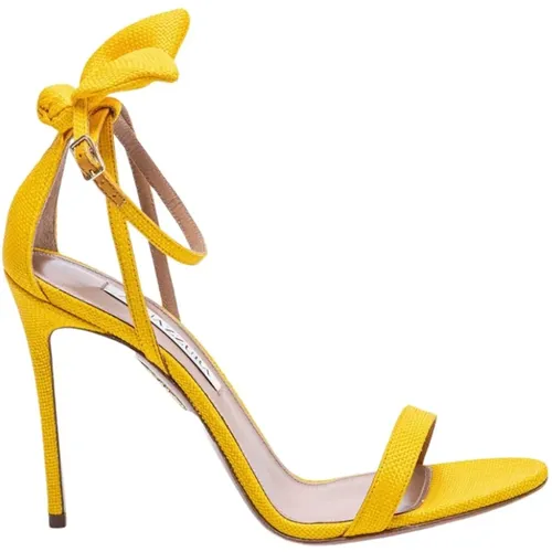 Gelbe Schleifen Sandalen , Damen, Größe: 39 1/2 EU - Aquazzura - Modalova