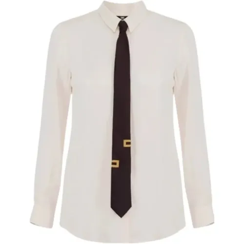 Viscose Shirt with Gold Metal Accessories , female, Sizes: XL, XS, L - Elisabetta Franchi - Modalova