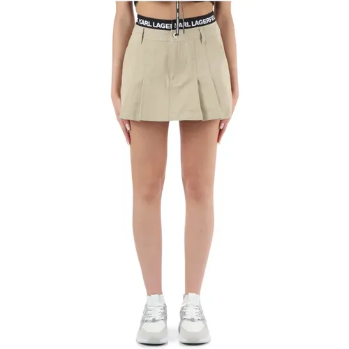 Pleated twill mini skirt , female, Sizes: S - Karl Lagerfeld - Modalova